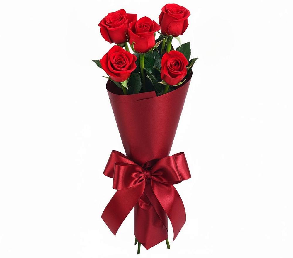 Букет 5 Красных роз Эдлесс Лав в Троицкое
