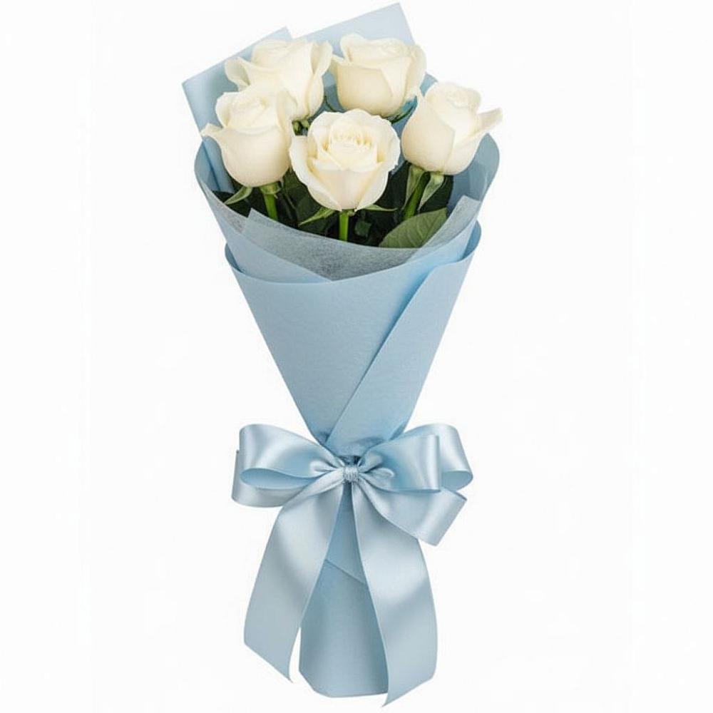 Букет 5 Белых роз Проуд в Троицкое