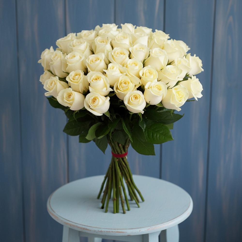 Букет 51 Белая роза Эдлесс Лав в Троицкое