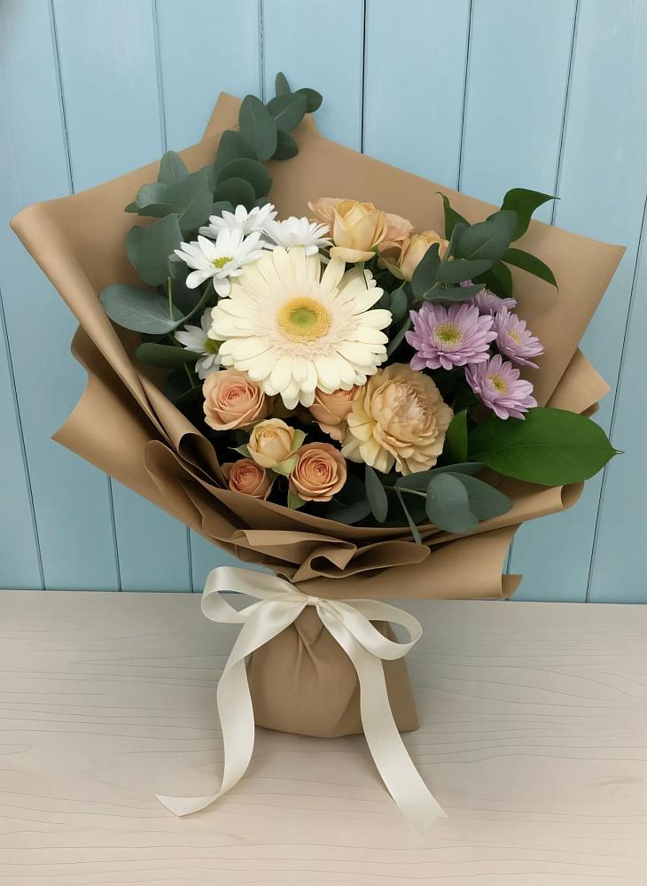 Букет цветов из: Герберы и Хризантемы в Троицкое