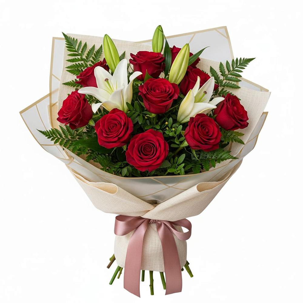 Букет цветов из: Лилии и Розы в Троицкое