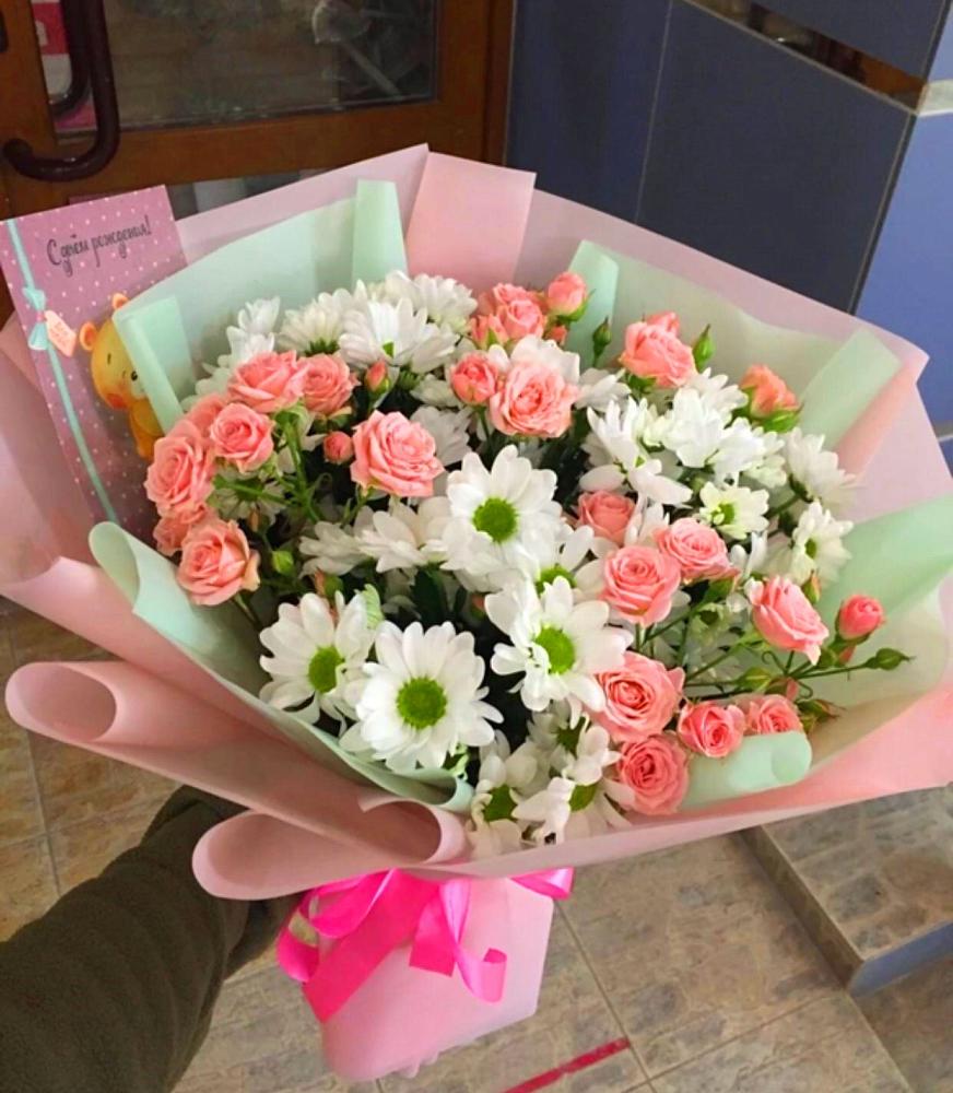 Букет цветов из: Розы и Хризантемы в Троицкое