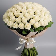 Букет 101 беля роза Белоснежка в Троицкое