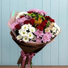 Букет цветов из:  Розы, Хризантемы и Альстромерии в Троицкое