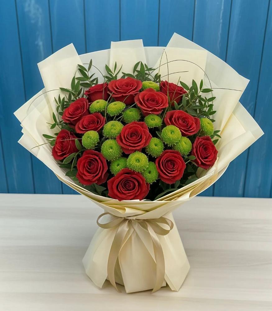 Букет цветов из: Розы и Хризантемы в Троицкое